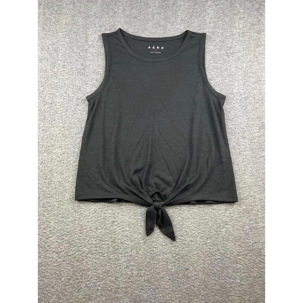AERO Women's Tank Top Size Small Black‎ Tie Front